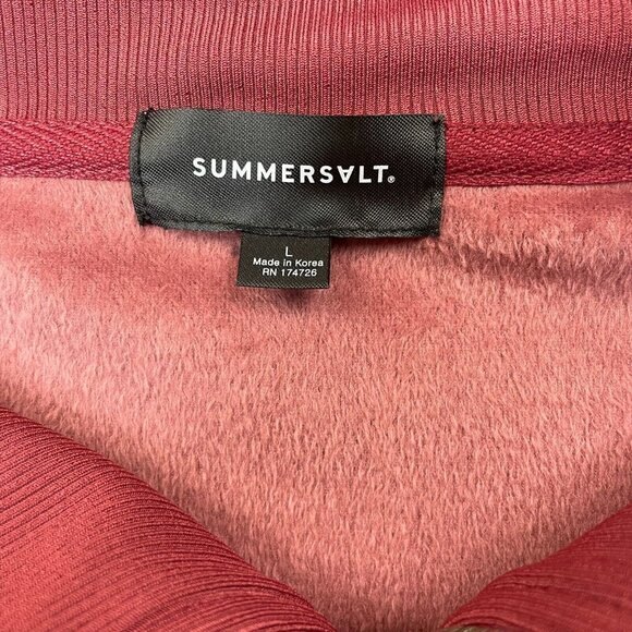 Summersalt Velvet Top Womens Large  Dark Dusty Pink Funnel Zip Neck Long Sleeve - Picture 9 of 11